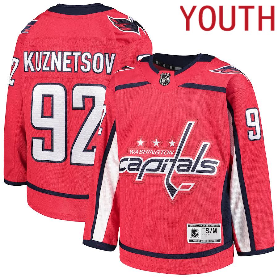 Youth Washington Capitals #92 Evgeny Kuznetsov Red Home Premier Player NHL Jersey->youth nhl jersey->Youth Jersey